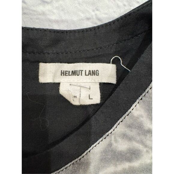 Helmut Lang Short Sleeve Silver Print Top in Cream/Black Marble Size Large - Picture 5 of 11